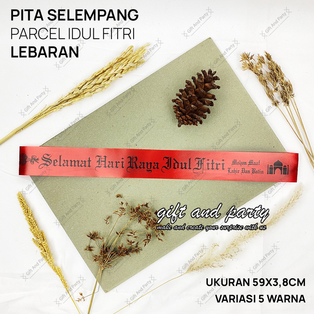 

Pita Parcel Selamat Hari Raya Idul Fitri Merah / Pita Lebaran