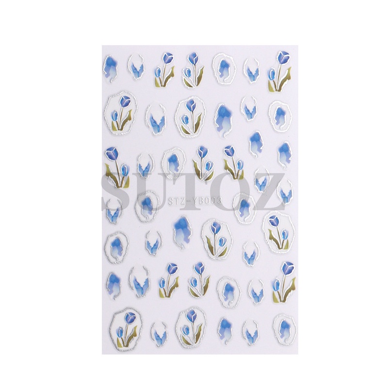 LRC Stiker Kuku Nail Sticker Bunga Tulip Flower