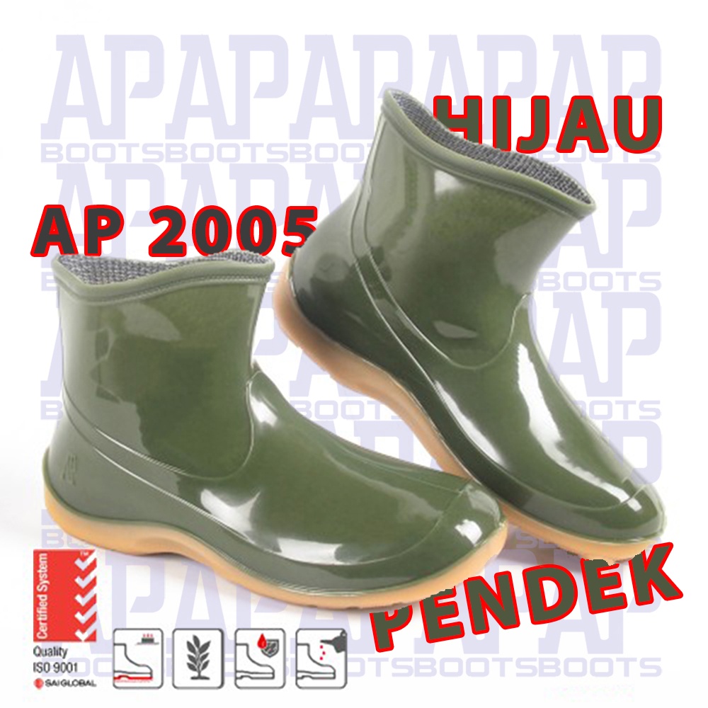 AP BOOTS Pendek AP 2005 Hijau GlossyFashion Pria/wanita sepatu karet ankle boots