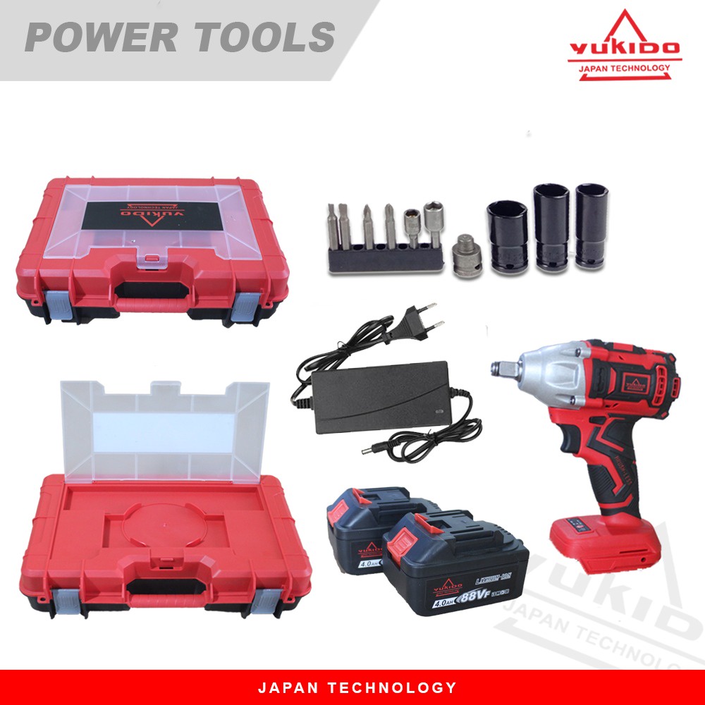 TERLARIS!! YUKIDO AB-888FW MESIN IMPACT 48 VOLT Mesin Impact Wrench Cordless Impact Wrench Multi Fungsi 2 baterai