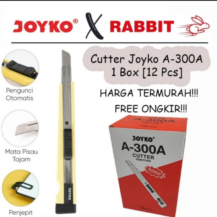 

(Dus) Cutter Joyko Kecil A-300A (1 Box isi 12 Pcs) Autolock A300A