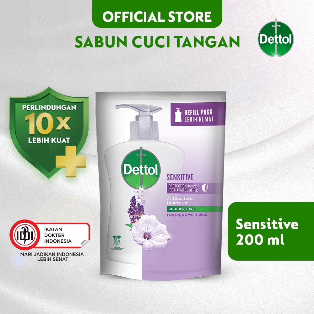 Dettol Sabun Tangan Anti Bakteri Sensitive 200 ml Refill