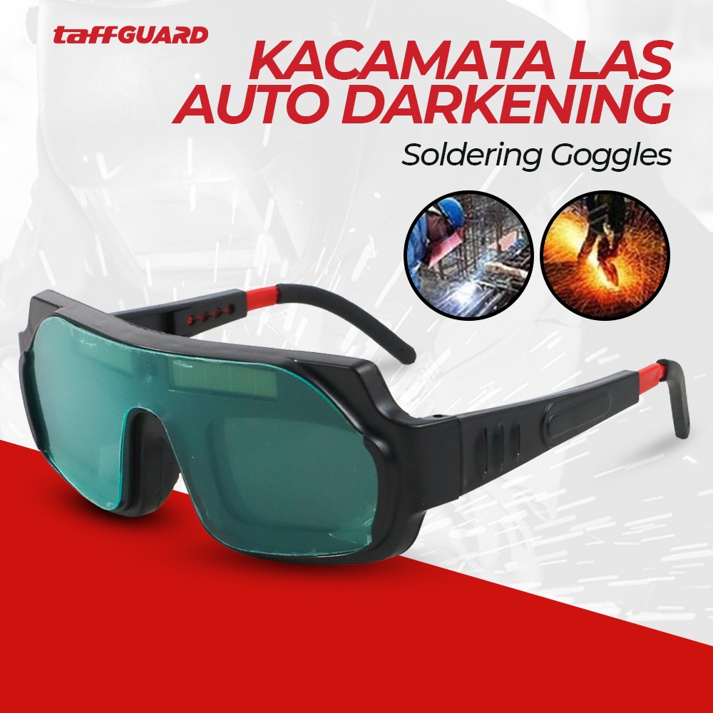 Kacamata Las Otomatis Auto Darkening Soldering Googles - Black(CoverAbu-abu)