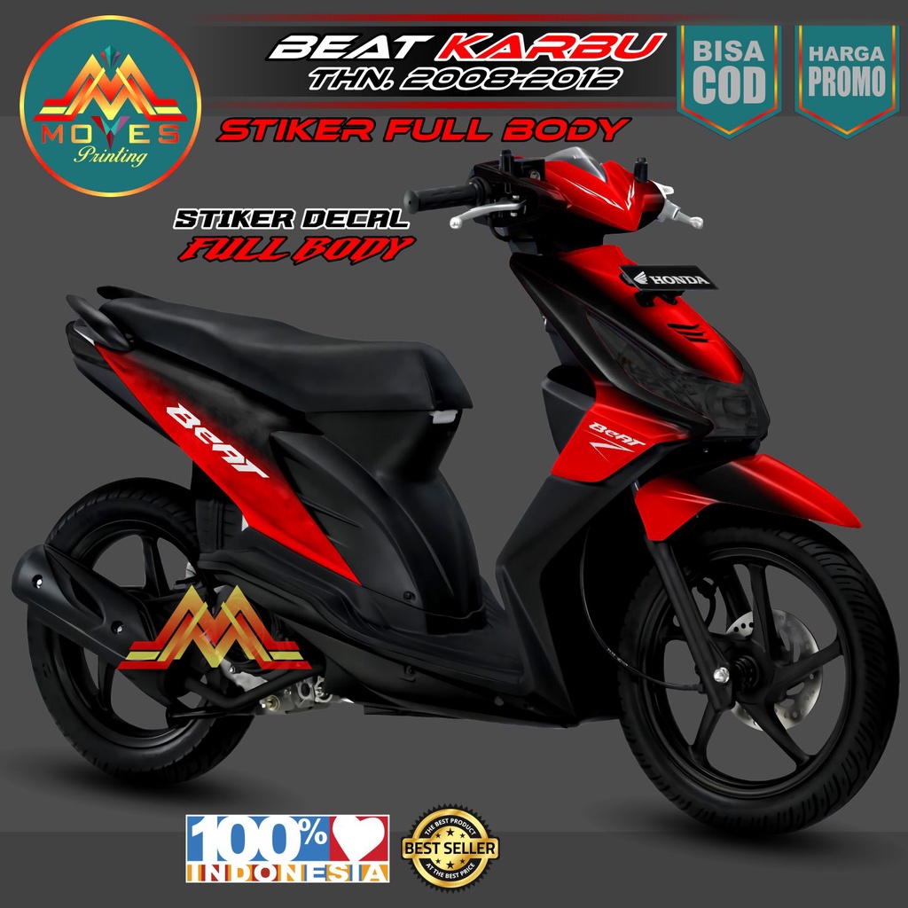 Bisa COD Stiker Untuk Motor Beat Karbu Decal Full Body Warna Gradasi Aksesoris Kendaraan Keren Honda
