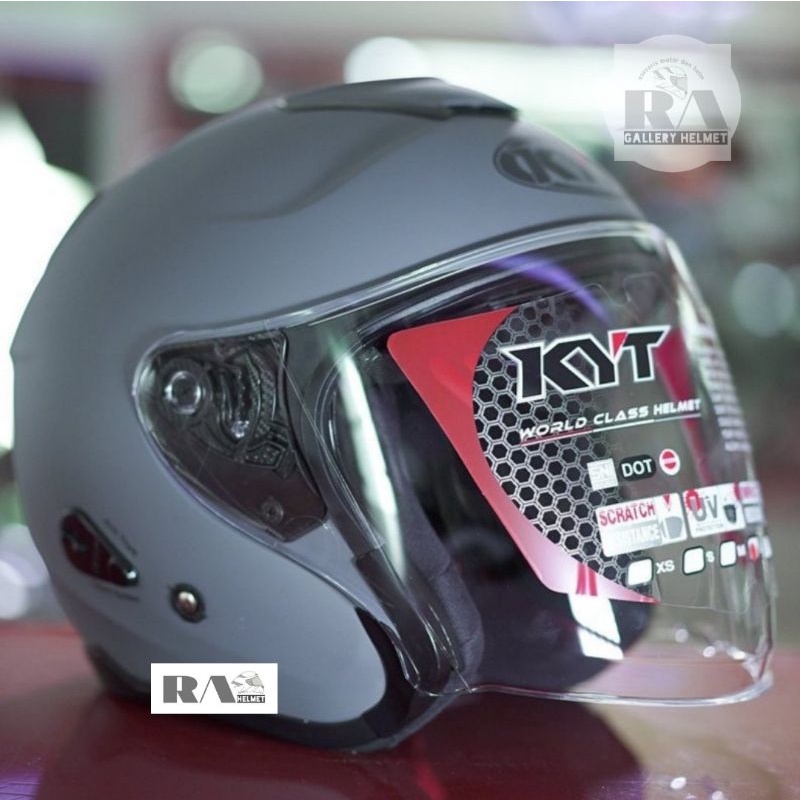 HELM KYT KYOTO R SOLID ORIGINAL KYT WARNA ABU-ABU DOF HELM HALF FACE PRIA/WANITA