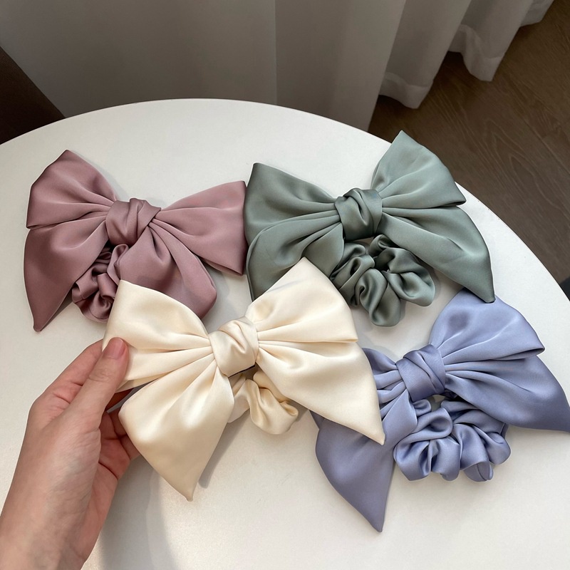 BIG BOW RING SCRUNCHIE IKAT KARET RAMBUT PITA RIBBON KOREA KOREAN RETRO FRENCH GIRLY FAIRY HAIRSTYLE AKSESORIS KOREAN BESAR TREND KUCIRAN