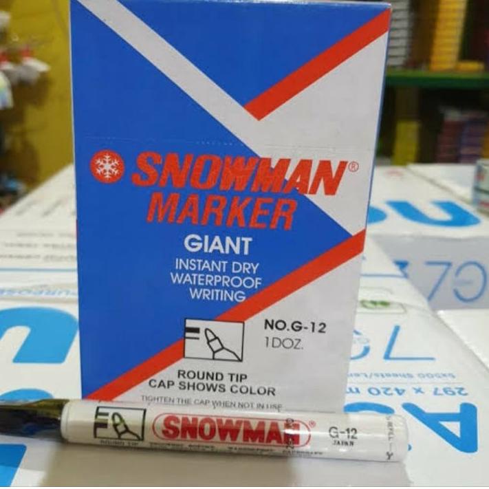 

12.12 Fasion sale Spidol Permanent MARKER SNOWMAN G-12 (12 PCS) HITAM 