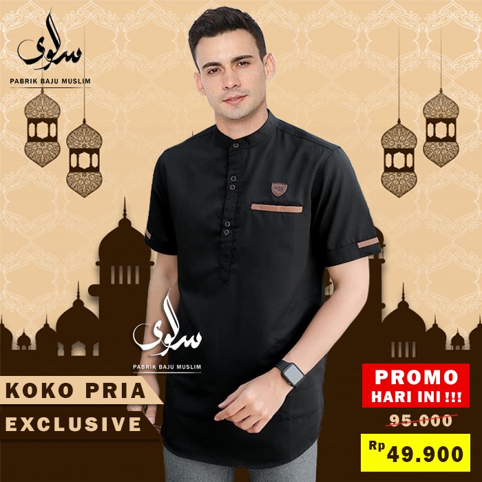 Baju koko pria baju muslim pria kurta cowok lengan pendek terbaru 2023