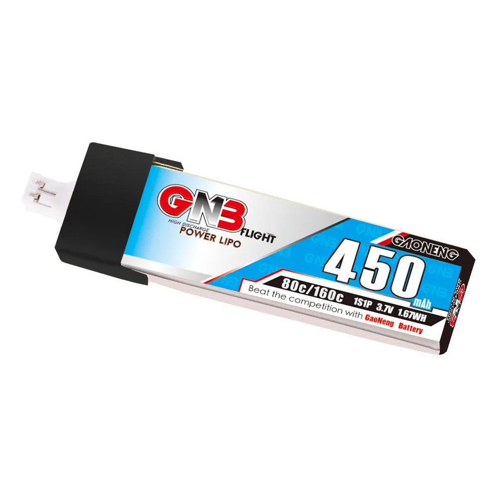 GNB 1S 3.7V 450mah 80C Plastic Head PH2.0 Connector LiPo Battery