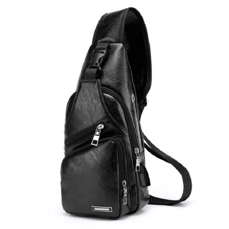 Tas Selempang Crossbody Sling Bag dengan Slot USB - T002 - Black