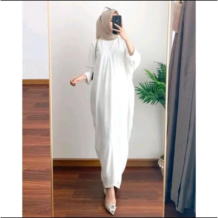 Nagita Long Dress Crinkle Airflow Kaftan Atasan Wanita Kekinian Mak BB 85KG