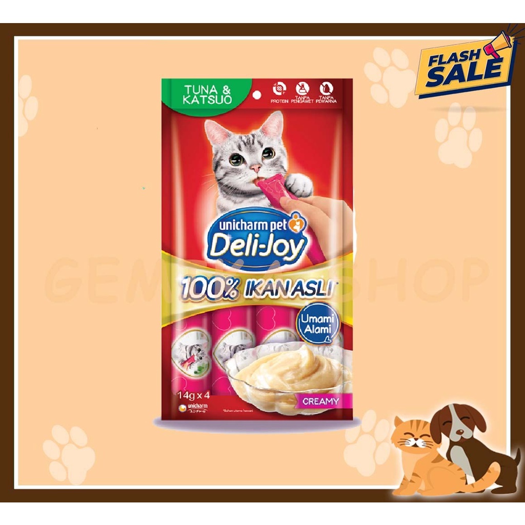 MAKANAN SNACK KUCING DELIJOY CREAMY PREMIUM ( 4 X 14 GR )