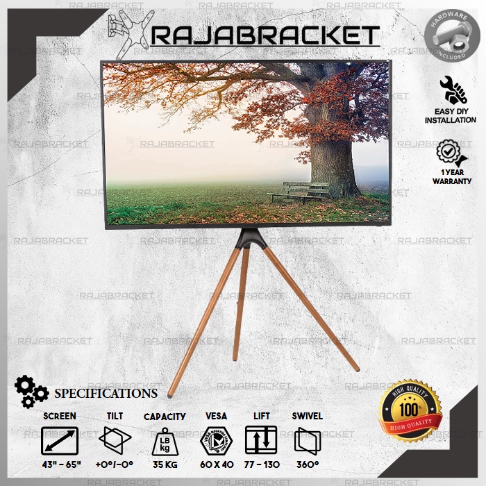 Bracket TV Standing 43 49 50 55 60 65 inch, Standing Tripod TV LED Aesthetic