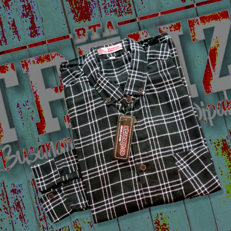 Kemeja Flanel Pria Kemeja Lengan Panjang Kain Impor Premium Kotak-Kotak