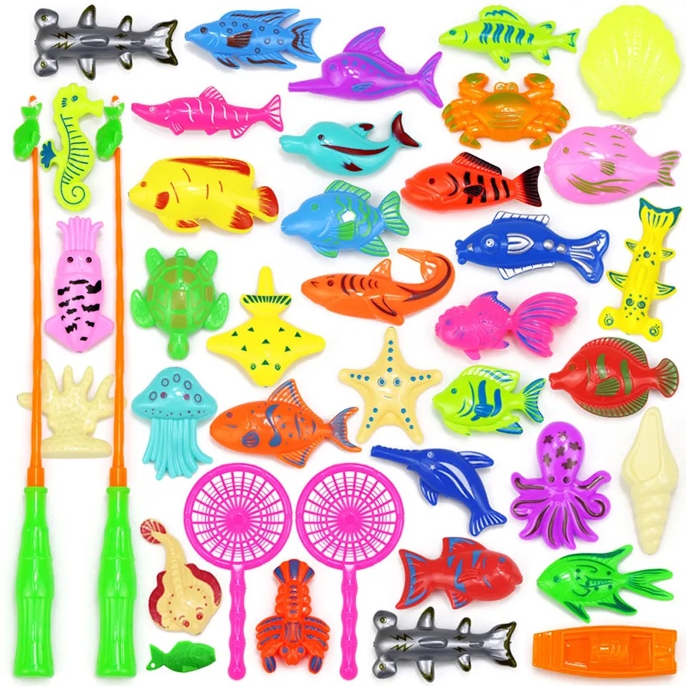 Mainan pancing ikan magnet 32pcs free kolam pancingan