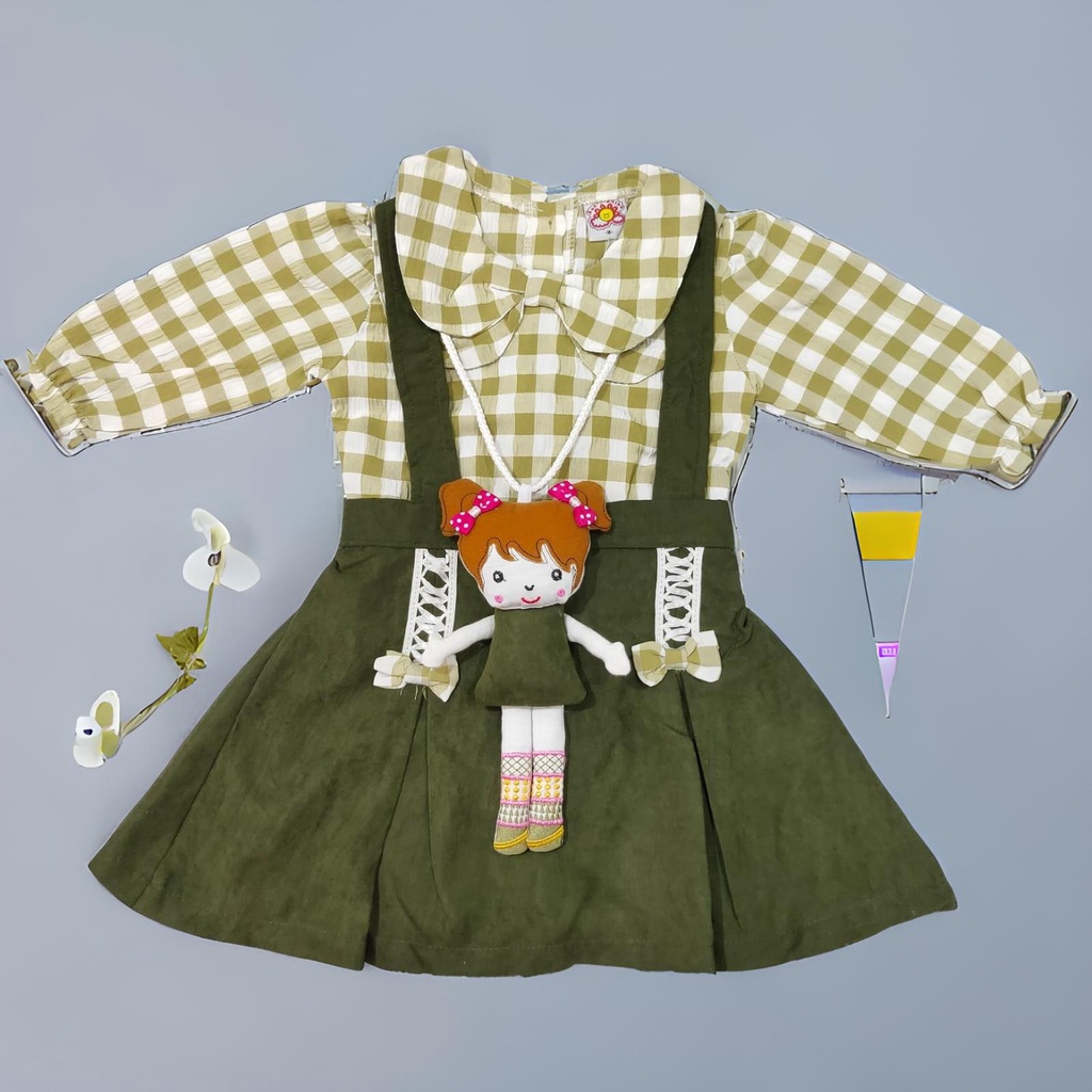 Rok Oval Kerah  Kemeja Kotak 2-3 tahun Baju Anak Perempuan 2-3 THN