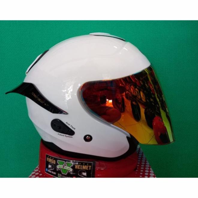 Helm Kyt Kyoto Solid White+Visor Venom+Spoiler Paket Ganteng