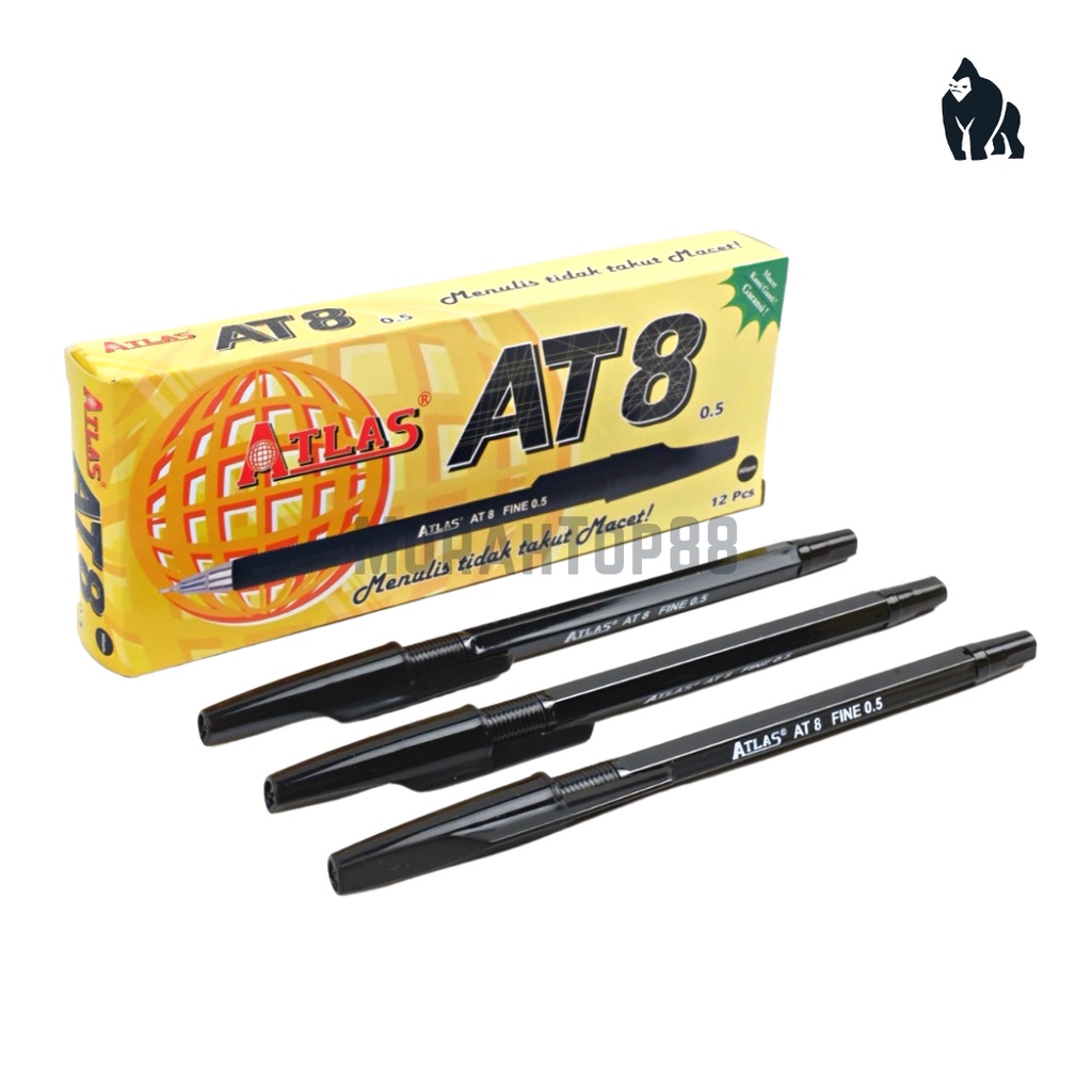 

Pulpen Atlas AT8 / Ballpoint Bolpen Pen Pena Semi Gel Hitam [PER LUSIN 12 PCS]