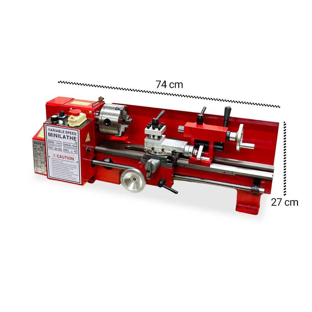 Mesin Bubut Mini Lathe Wood Metalworking DIY Model Making 550W - CJ0618 - Red