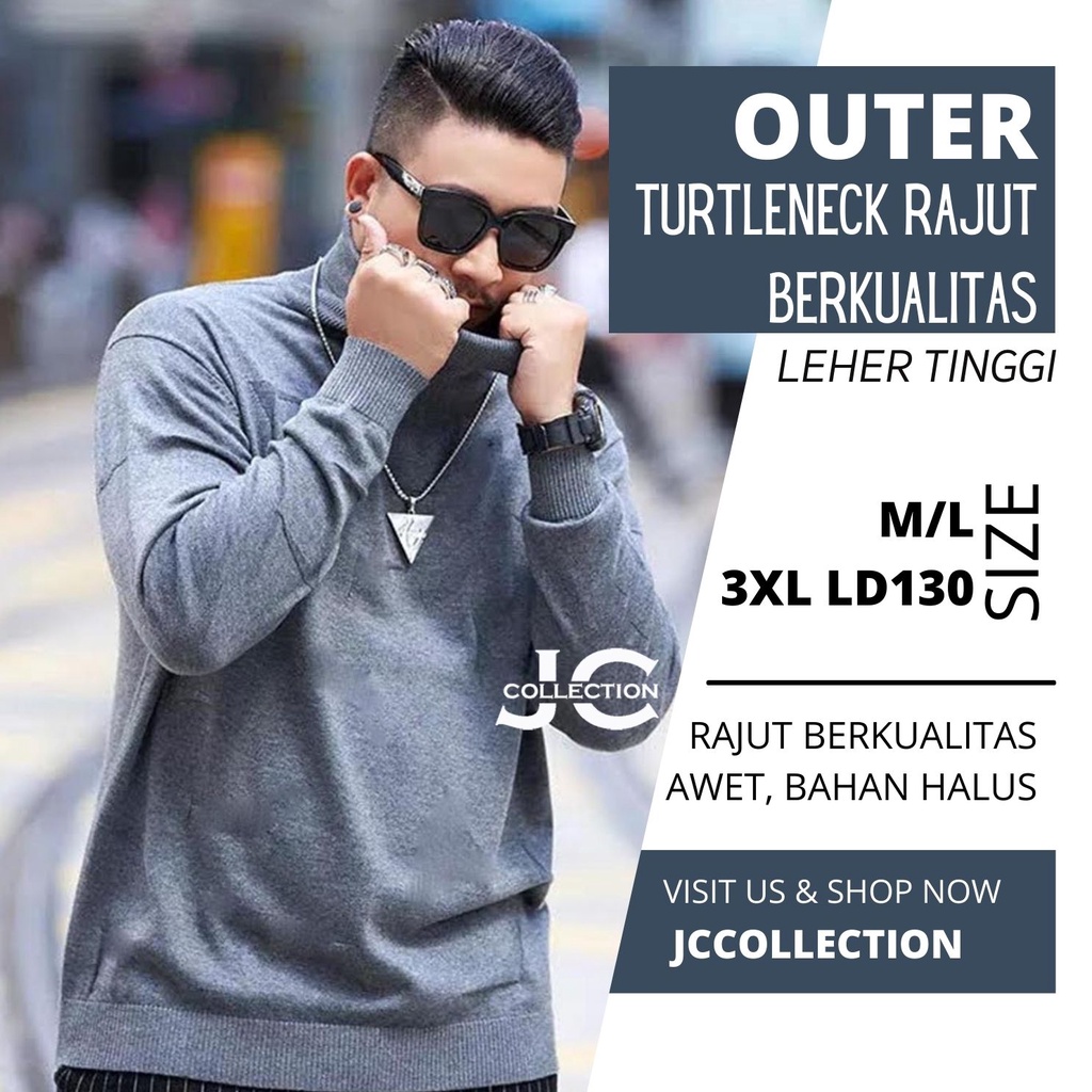 Sweater Turtleneck Big Size 3XL Pria Rajut /  Knitting Jumbo Sweater Roundhand - JCCollections