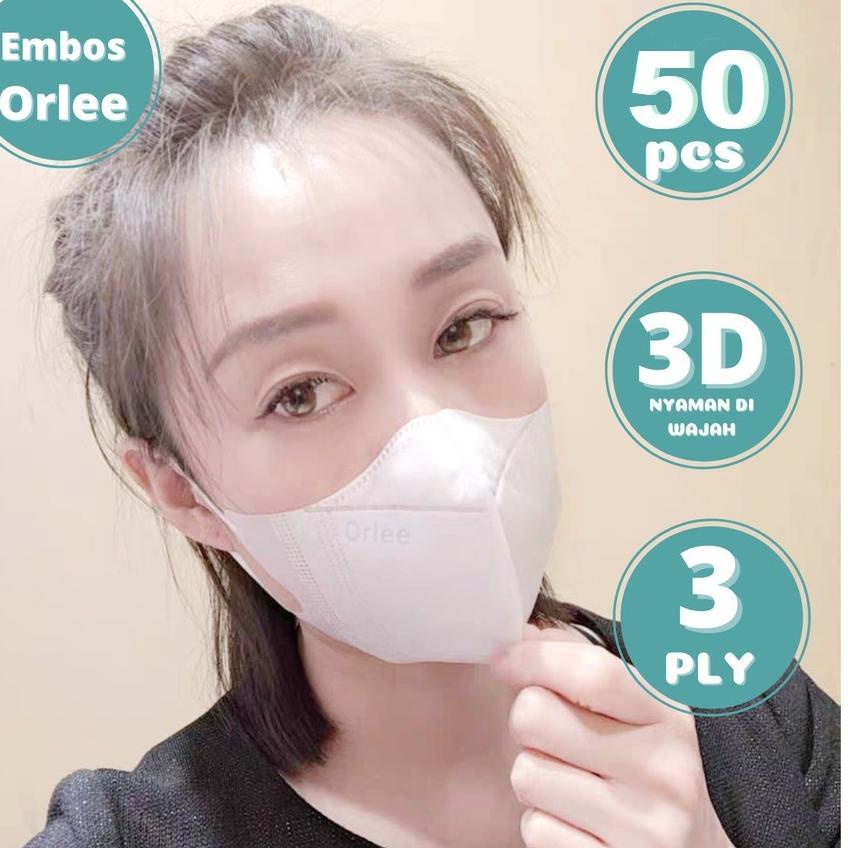 ✨Promo✨ Hari Ini Masker Duckbill 3ply Dewasa isi 50 Orlee 3D Face Mask Earloop Kemenkes Duck Bill Ga