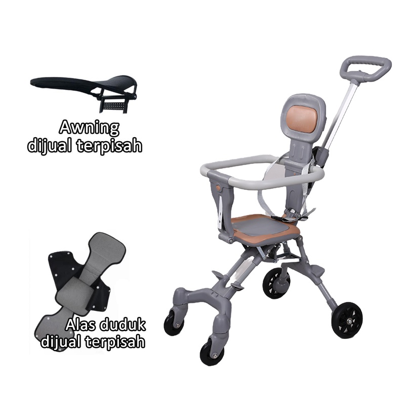 FLYBB Magic Stroller Baby 2 Way Travel Lightweight Foldable-01 Biru+alas+atap