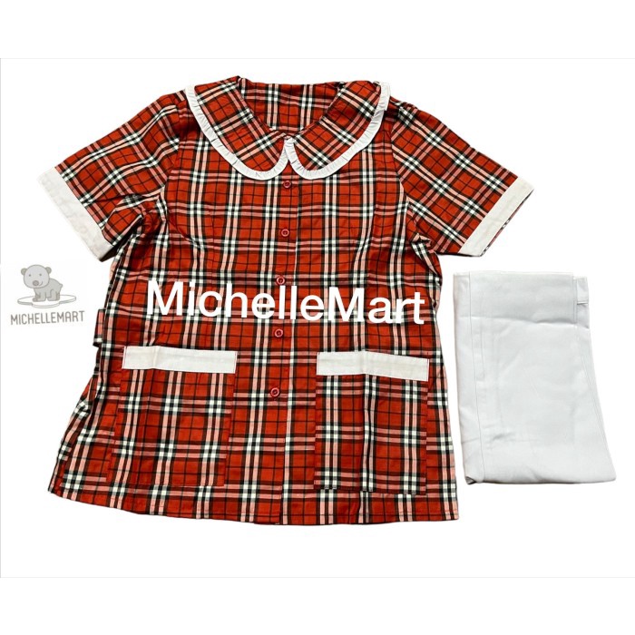 Baju Suster Seragam baju suster baby sitter nanny Celana Panjang KOTAK MERAH - S(Y0E3) baju suster b