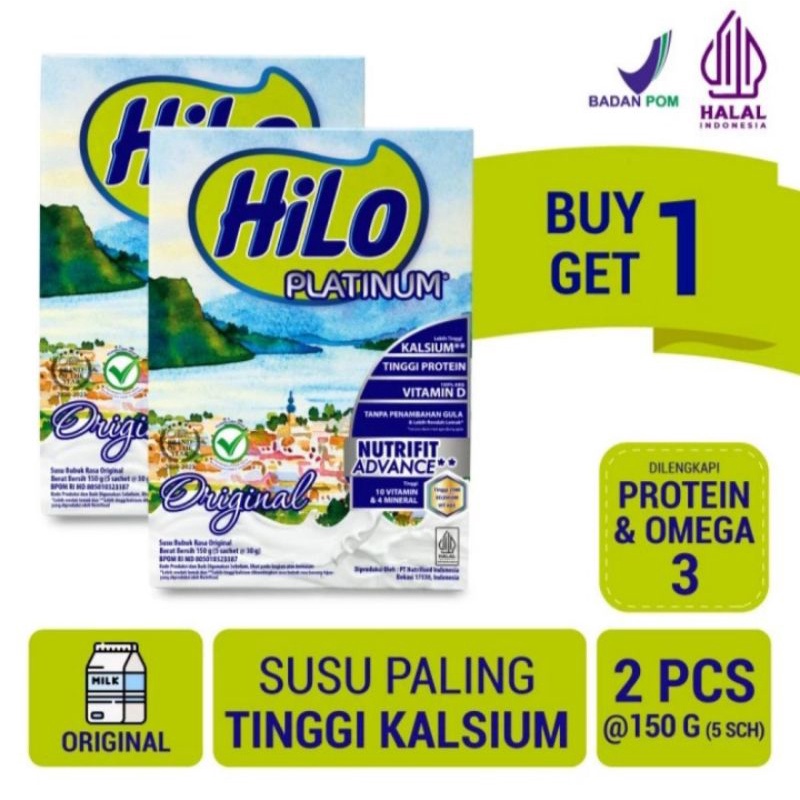 

buy 1 get 1 .. hilo platinum original 150gr (5sachet) susu kalsium