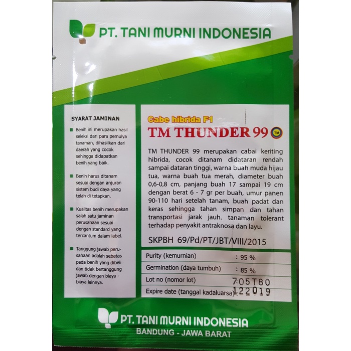 Benih Cabe / Benih Cabai Keriting Hibrida "TM Thunder 999" 10gr