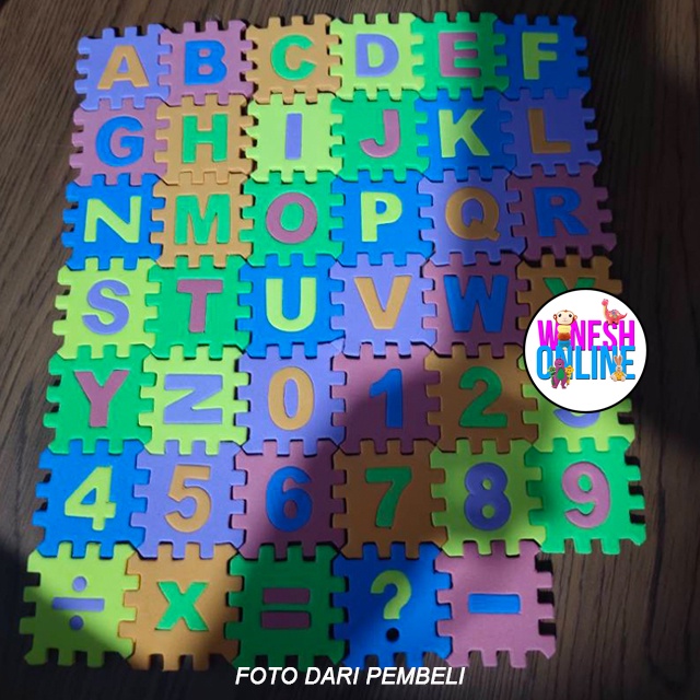 Mainan Edukatif Puzzle Block Spon Huruf Dan Angka