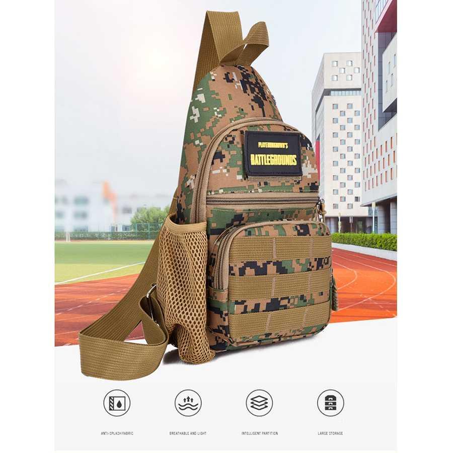 Tas Selempang Crossbody Sling Bag Model PUBG - ZJ66 - Brown/Green