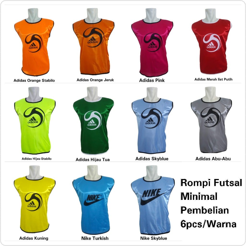 Rompi Olahraga Futsal / Sepak Bola minimal Pembelian per 6pcs dan kelipatan 6