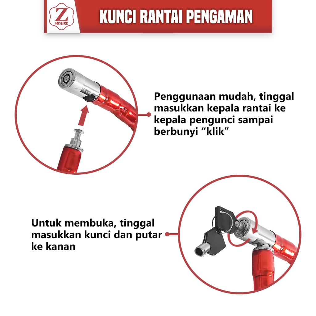 Gembok / Kunci / Rantai Sepeda Kunci Gembok Sepeda Anti Maling Cable Coil Lock Stainless Steel gembok kabeI sepeda dengan kunci kepala besi helm