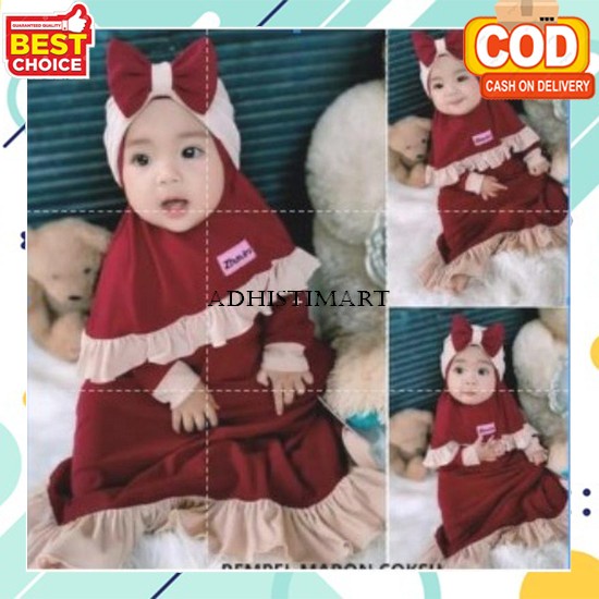 New Laura Set Kids Usia 10-12 Tahun Setelan Gamis+Outer Matt Shakila Mix Katun Motif Stripe Premium 