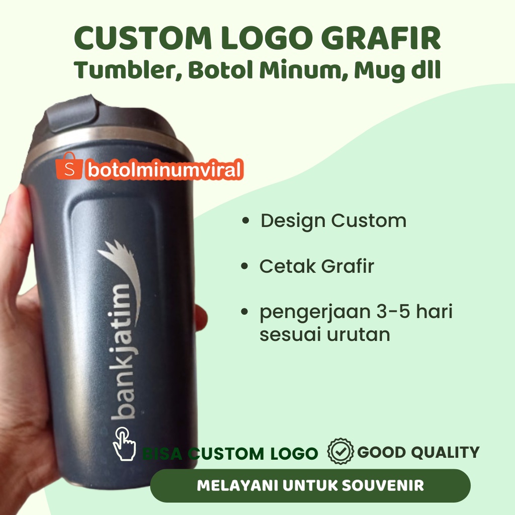 Custom Logo Grafir Laser Tumbler Botol Minum Souvenir Hampers Merchandise Hadiah Satuan Ratusan