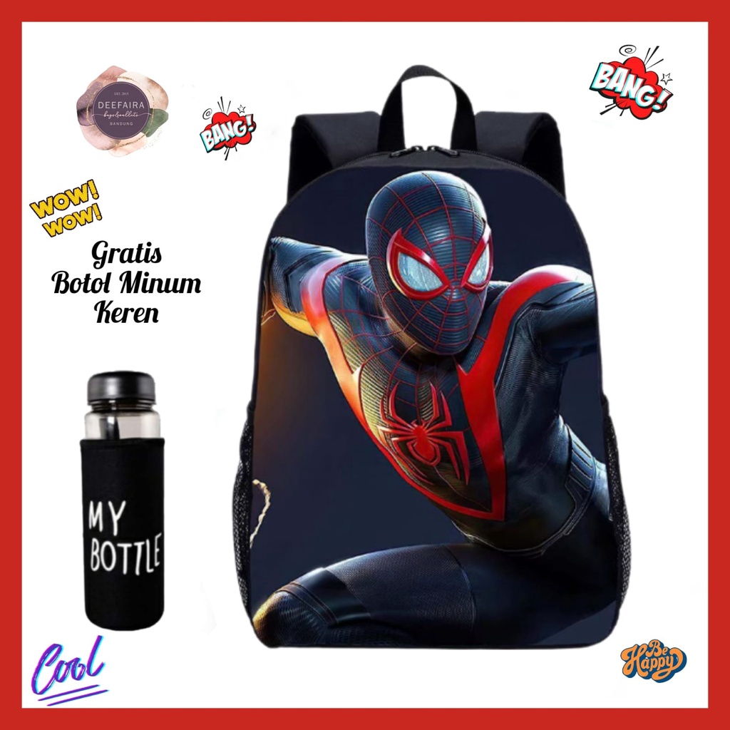 Tas Ransel Anak Laki Laki Motif Spidrr Keren Gratis Botol Minum Untuk Tk Paud Sd