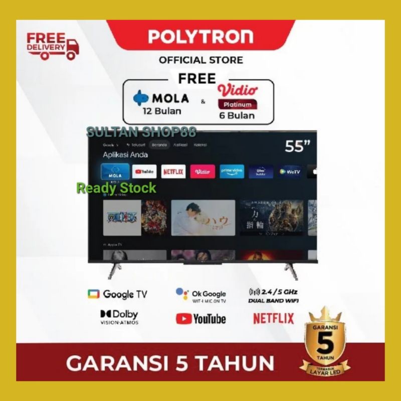POLYTRON LED TV PLD55UG5959 55 INCH GOOGLE TV UHD 4K