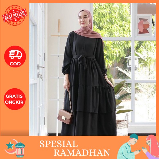 Rania Midi Dress /Gamis Rompi Pisah Murah/Gamis Wanita Terbaru 2023 Kekinian 2 In 1-Amirahstore21 Ga