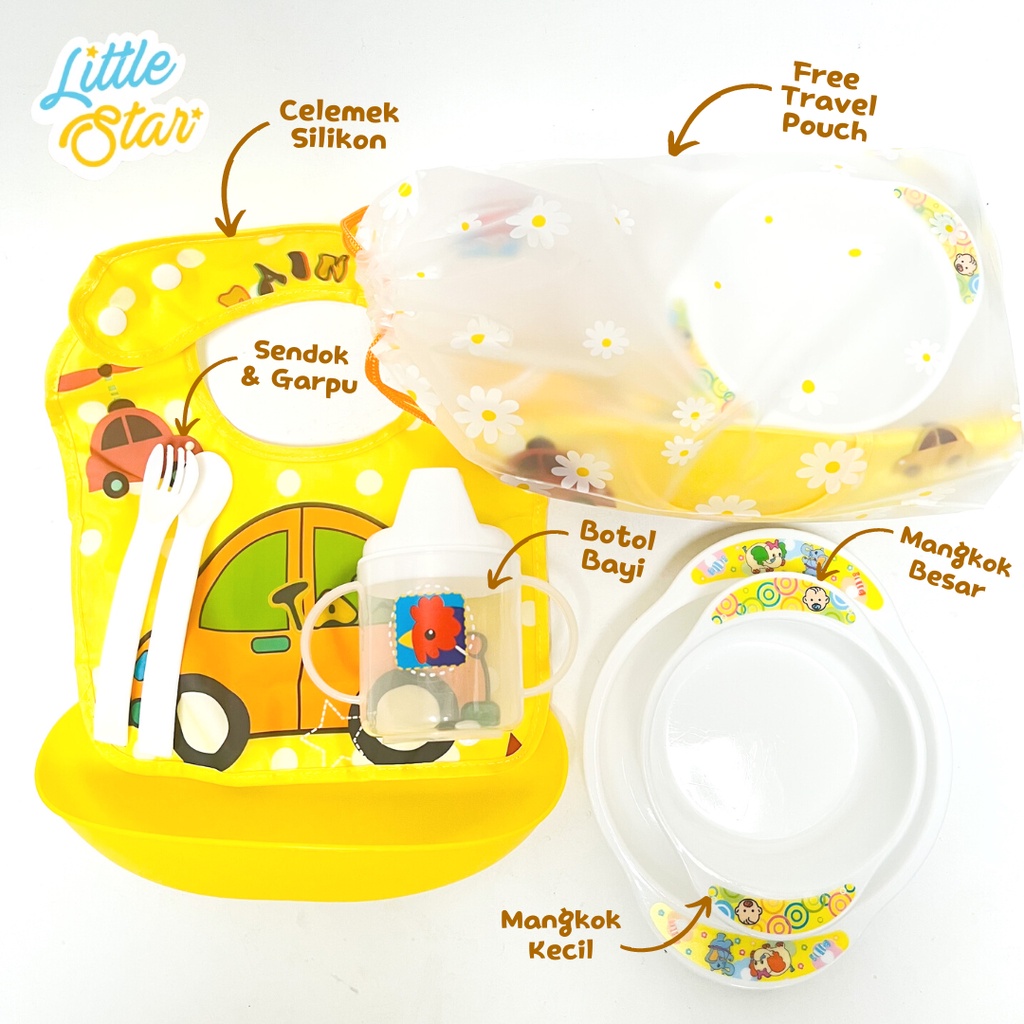 LS 6in1 Baby Gift Bag Feeding Set Paket Perlengkapan Makan Bayi Baru Lahir Newborn Mpasi