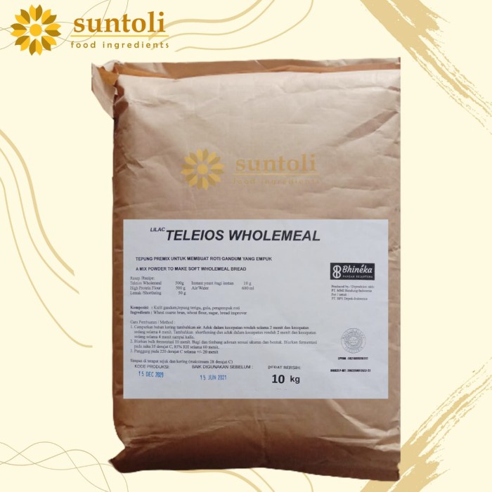 

TELEIOS WHOLEMEAL / Tepung Mix Untuk Roti Gandum - 10 kg