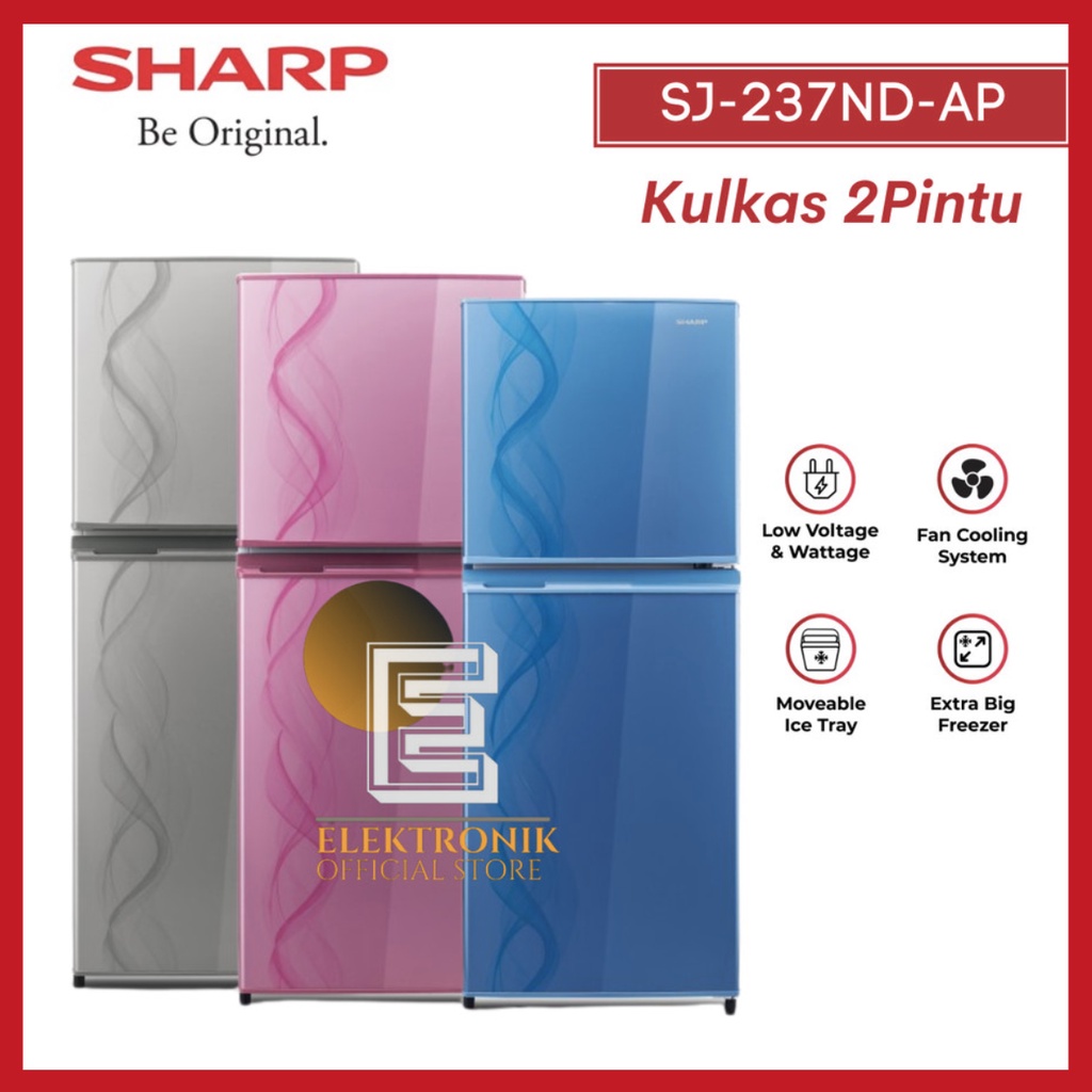 SHARP KULKAS 2 PINTU SJ 237ND AP/AS/AB NO FROST
