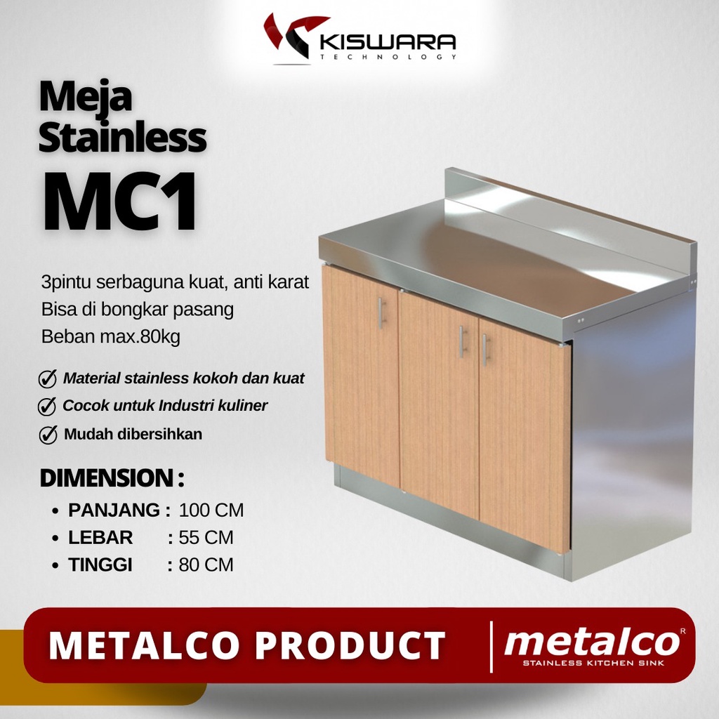 Meja Stainless Steel Metalco MC1 [Coklat]