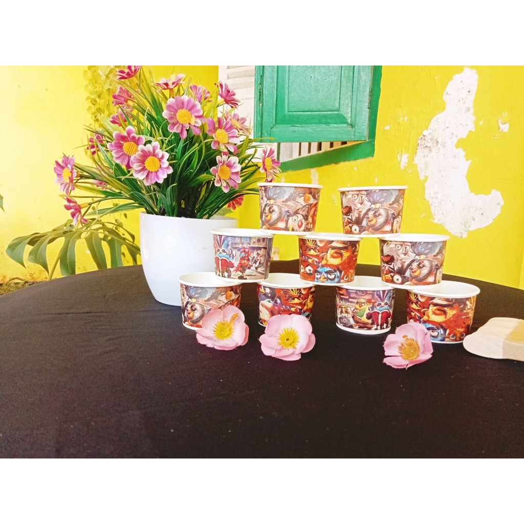 TERLARIS paper cup es cream 50ml/ paper cup es cream motif/ paper es cream termurah.
