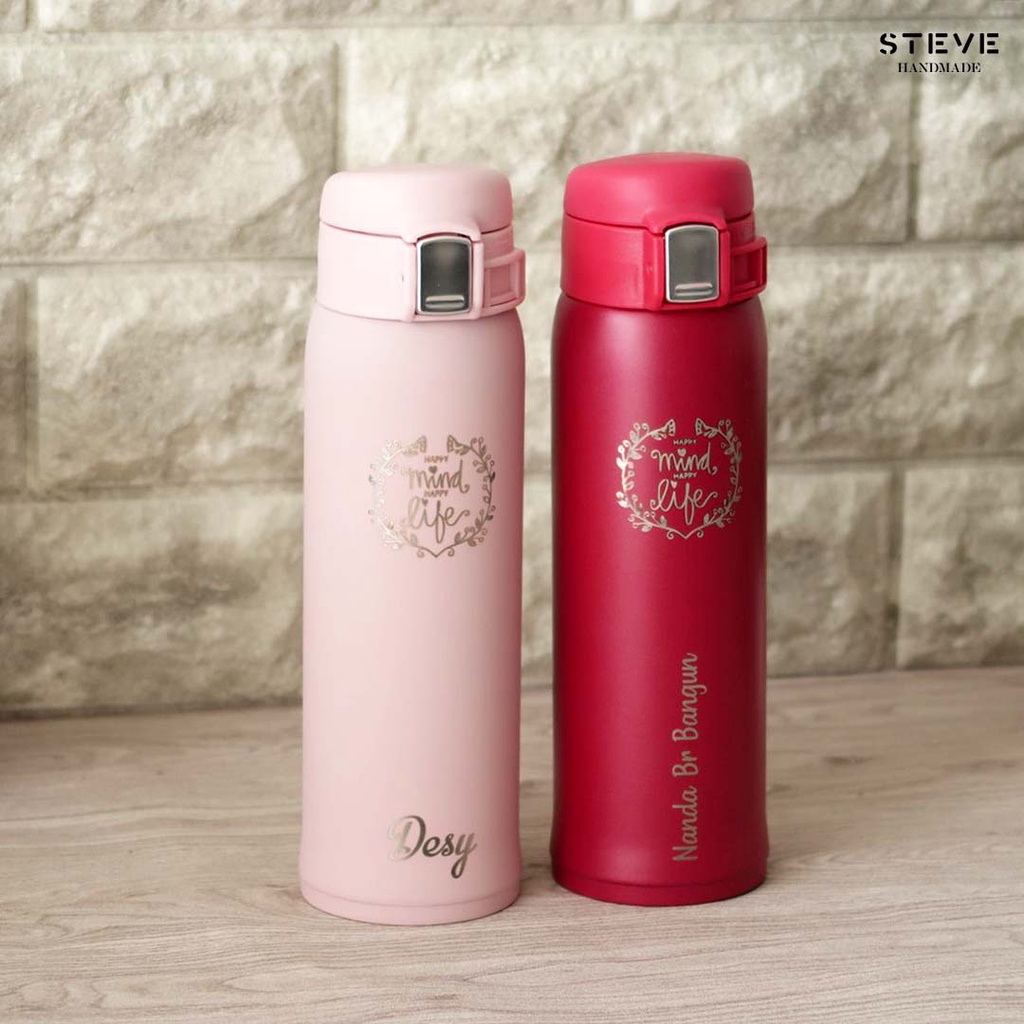 Botol minum stainless termos vacuum tumbler travel mug TM0319 Pink