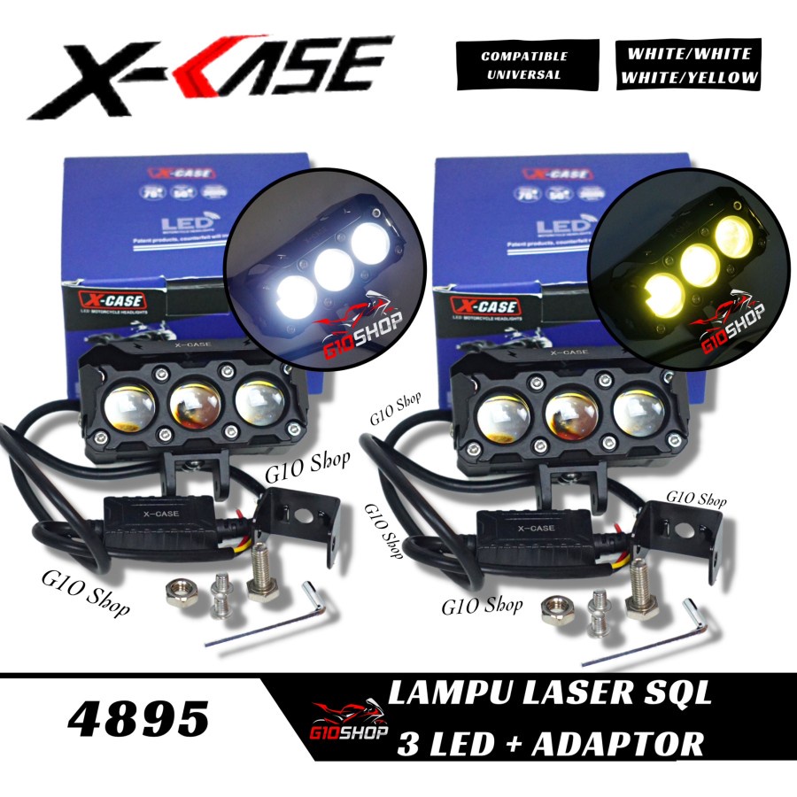 Lampu tembak LED 3 mata Universal Motor Aerox Nmax Beat Mio vario lexi r15 gsx pcx adv