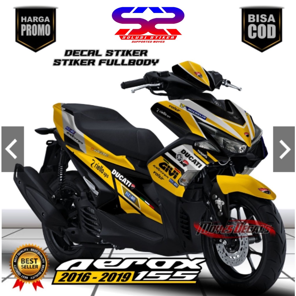 Stiker Decal Aerox 155 Motif Givi//Kuning Decal Stiker FullBody