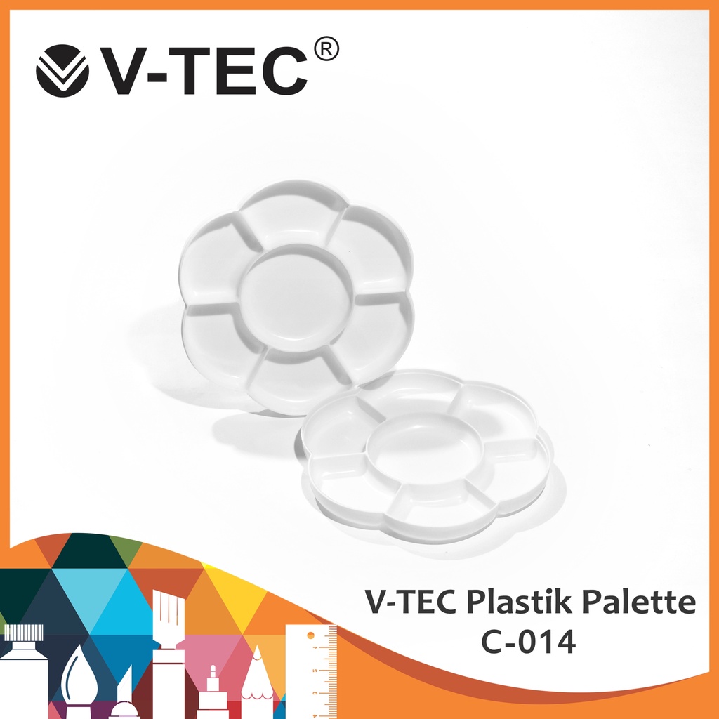 

V-Tec Plastic Palette C-014 / Palet Lukis / Palette Plastik / Palet Bundar / Palet Bunga 2 in 1