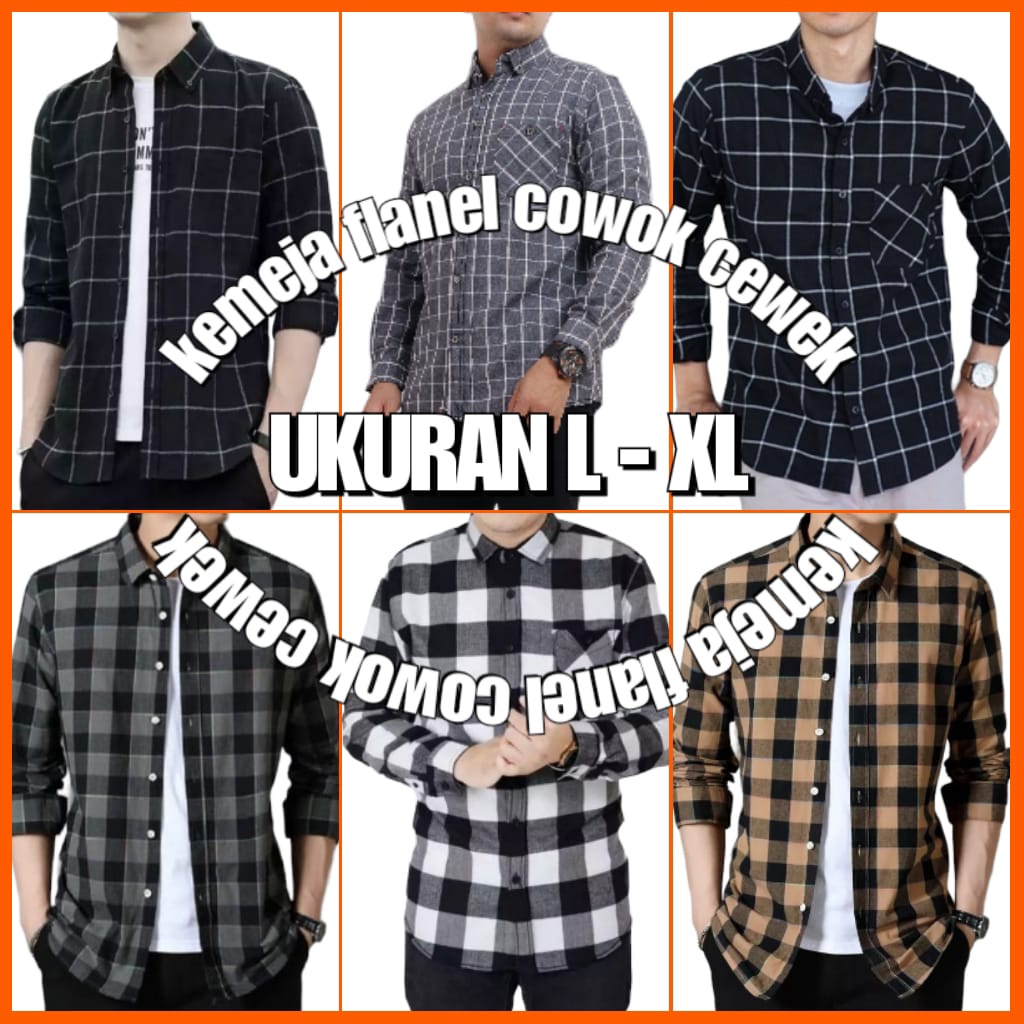 kemeja flanel wanita kemeja flanel pria lengan panjang Distro premium motif kotak murah big size kas