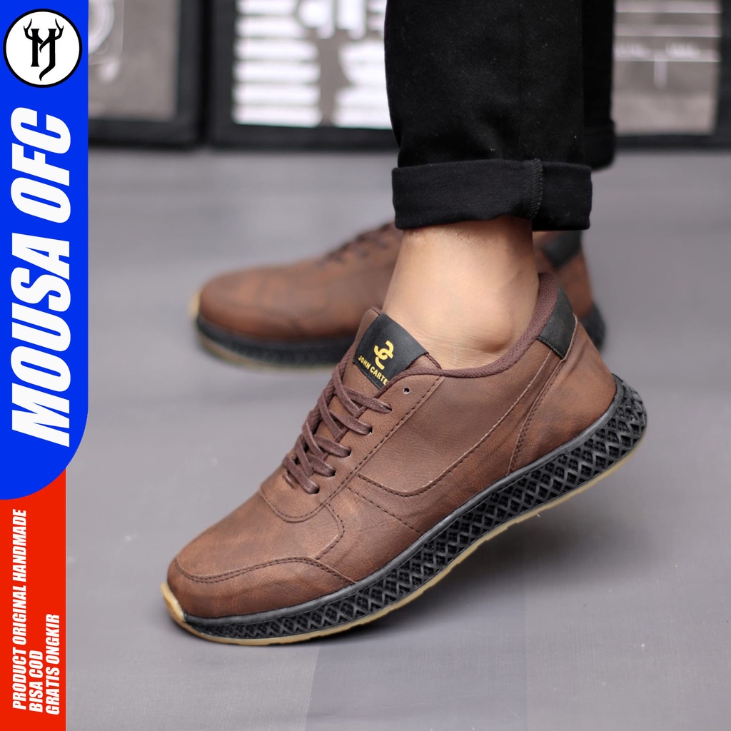 Sepatu Formal Kasual Sneakers Pria Hitam Kulit Syntetic Mousa Harbi