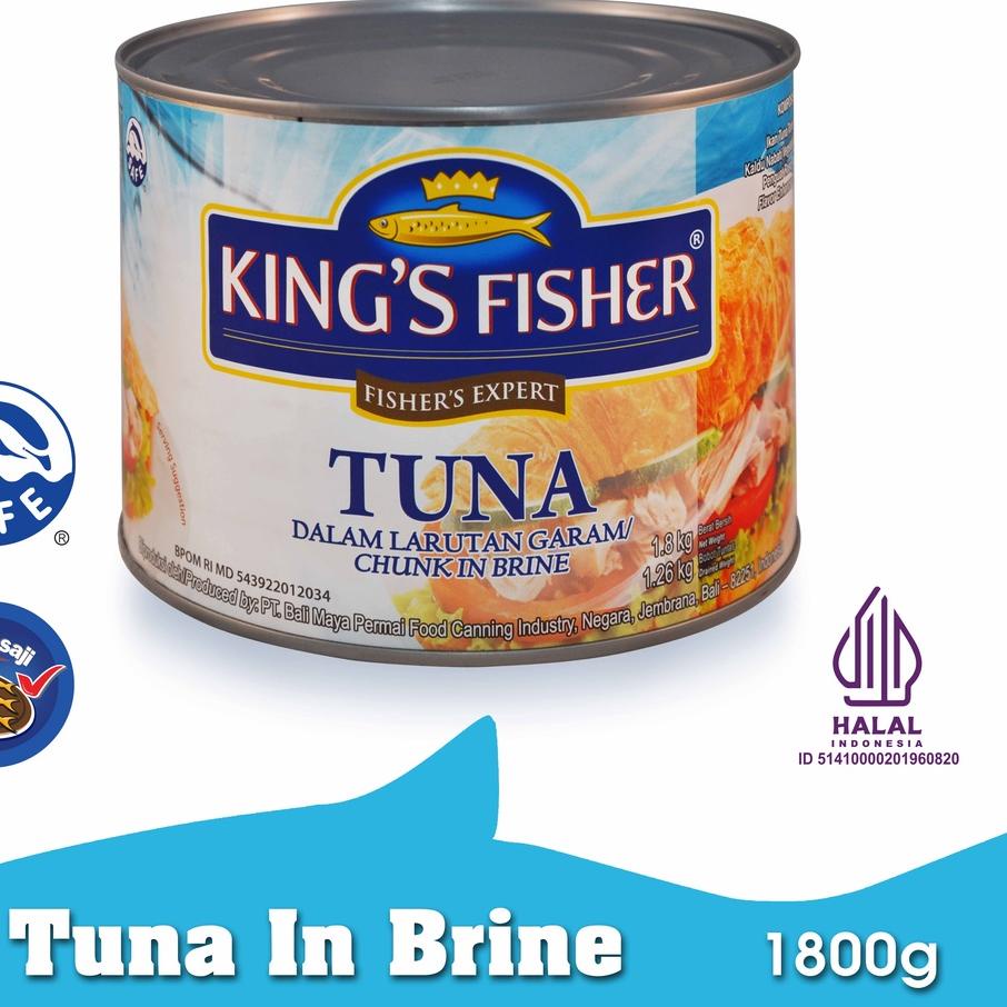 

❀ King's Fisher Tuna dalam Air Garam Tuna in Brine Daging Tuna Makanan Kaleng 1800 gr ♂
